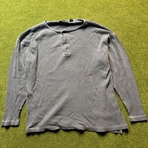 American Eagle Outfitters Waffle Knit Henley Mens XL Gray Long Sleeve Thermal